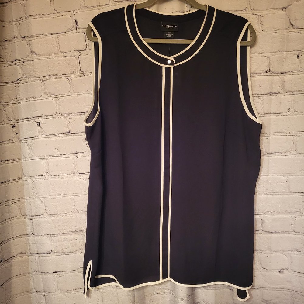 Liz Claiborne Career, XXLT, Black with Cream Piping